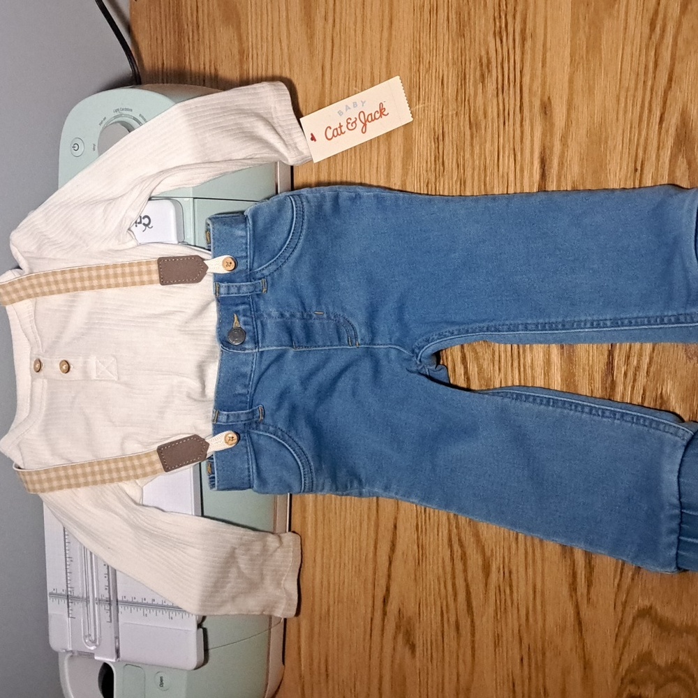 Cat & Jack 18 months overall denim set